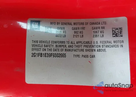 2015 Chevrolet Camaro 2Ls from USA, damaged, VIN 2G1FB1E39F9302665